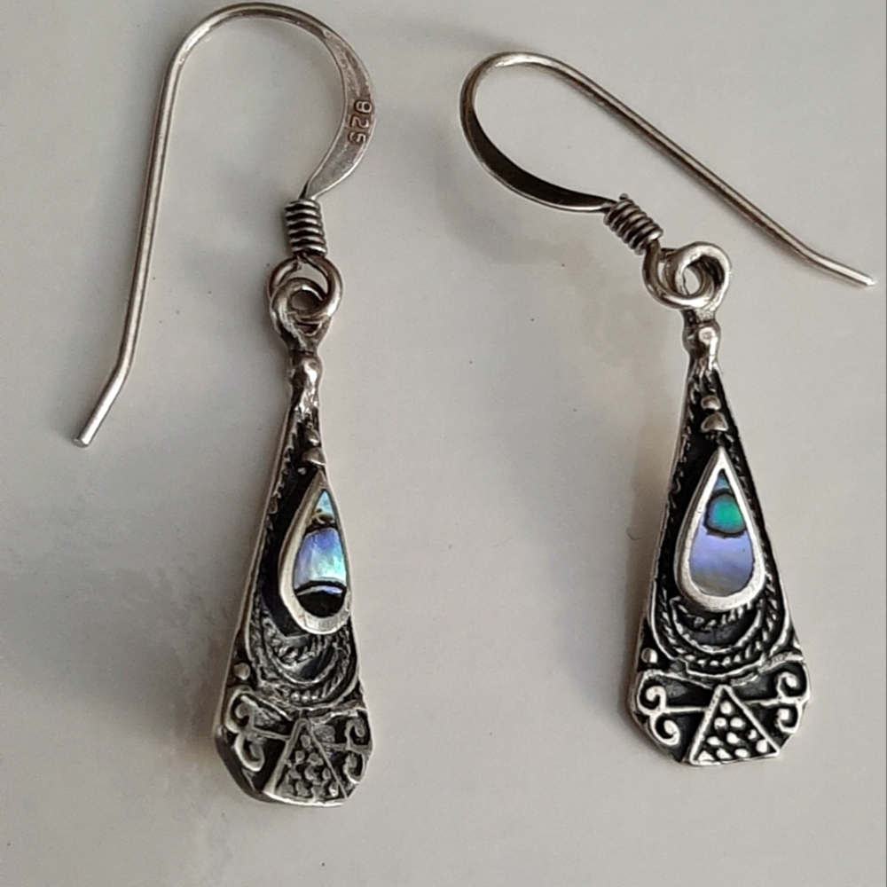 Mother of Pearl set in Sterling Silver Earrings from India